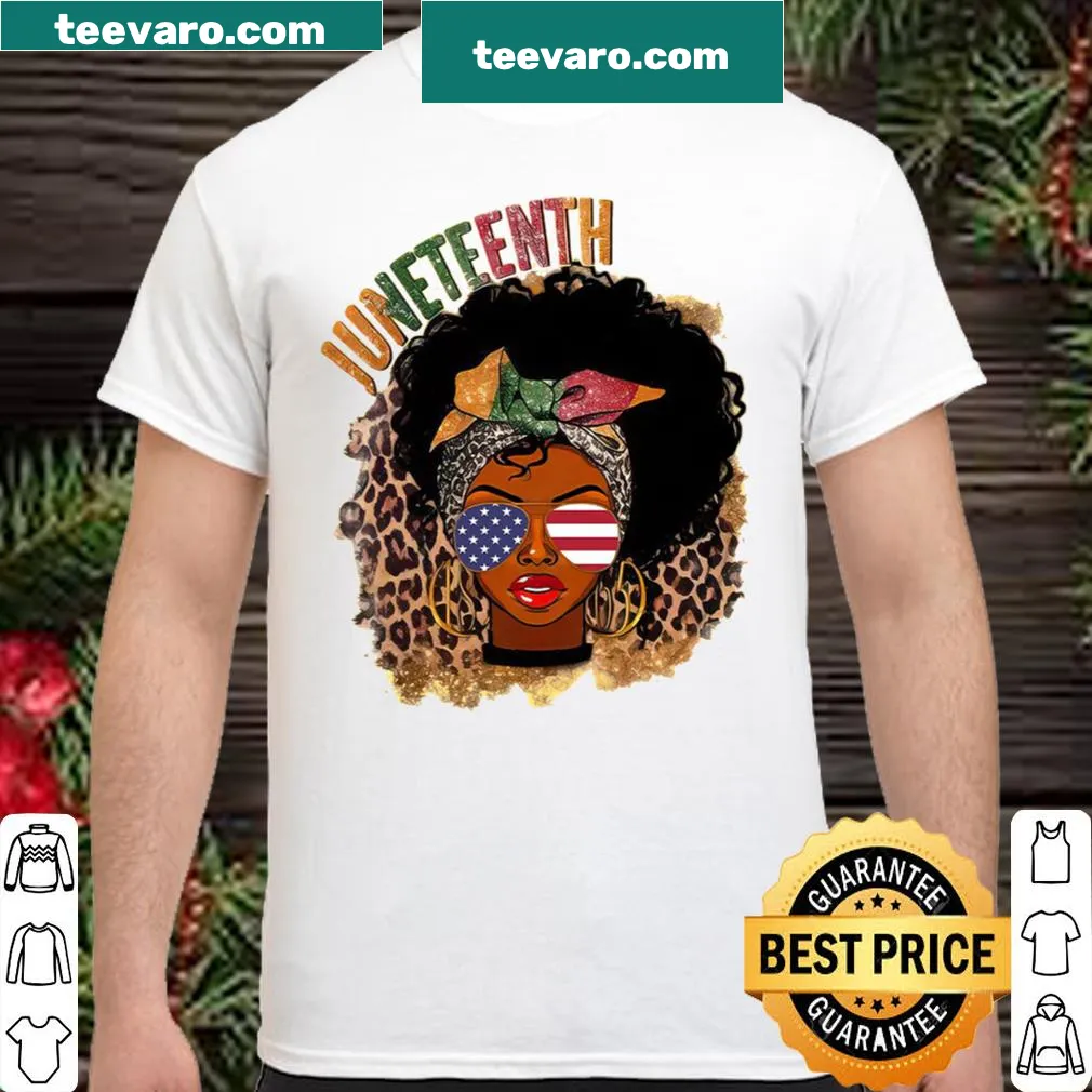 Illustration of a black girl with leopard elements celebrating Juneteenth