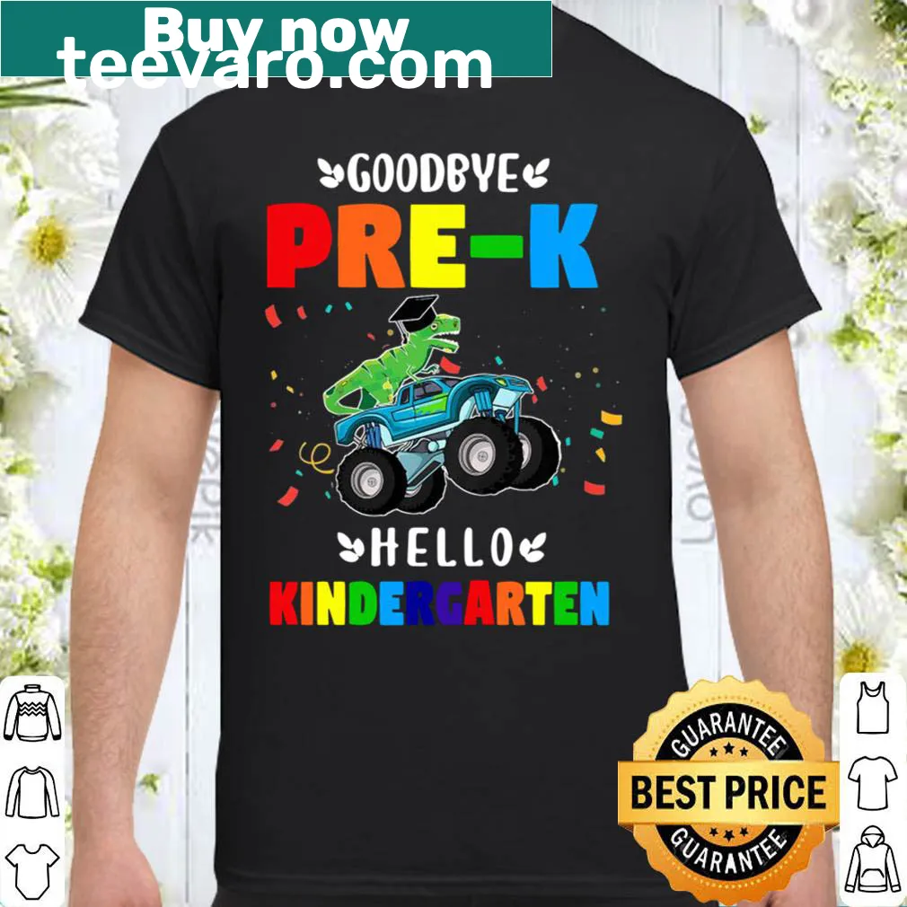 Graduation shirt featuring 'Goodbye Pre-K' and 'Hello Kindergarten' text