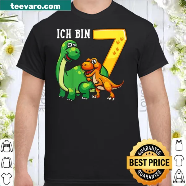Cute dinosaur birthday shirt for kids turning seven