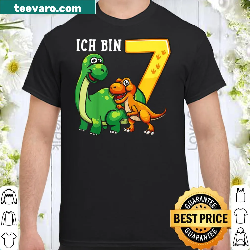Cute dinosaur birthday shirt for kids turning seven