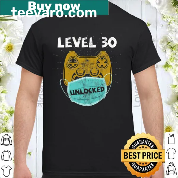 Funny birthday shirt with 'Level 30 Unlocked' text for gamers