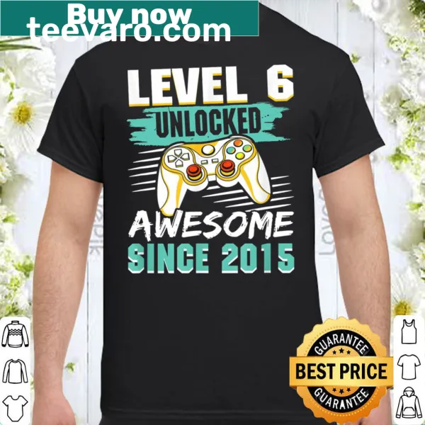 Gaming-themed birthday shirt for boys with Level 6 graphic