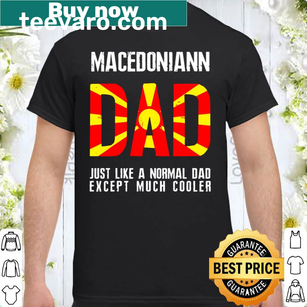 Vintage distressed Macedonia flag shirt with humorous text for dads