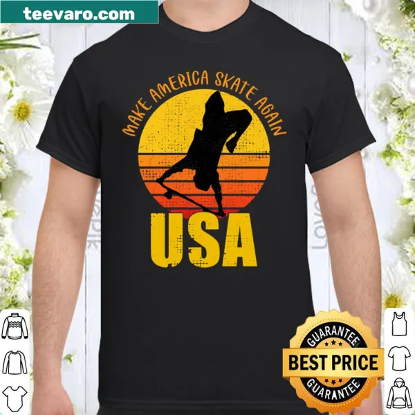 Playful skateboarding shirt featuring the slogan Make America Skate Again