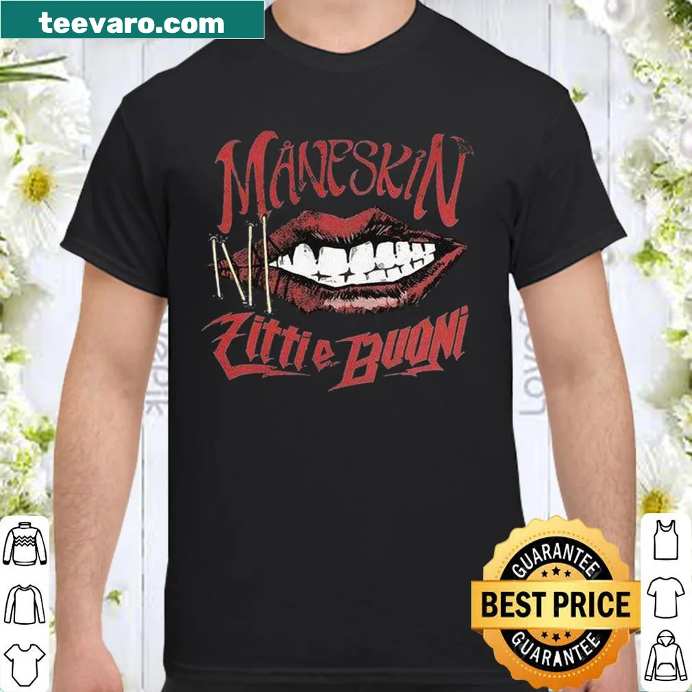 Text design shirt featuring 'Zitti E Buoni' from Maneskin