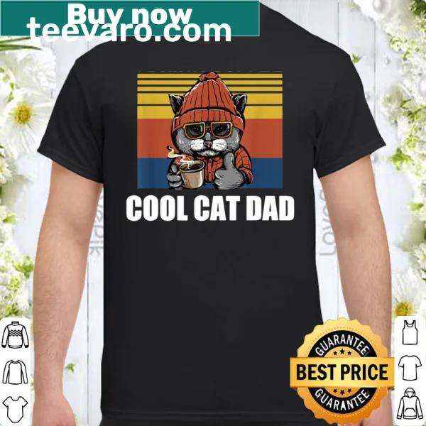 Vintage style Cat Dad shirt with playful text and graphics