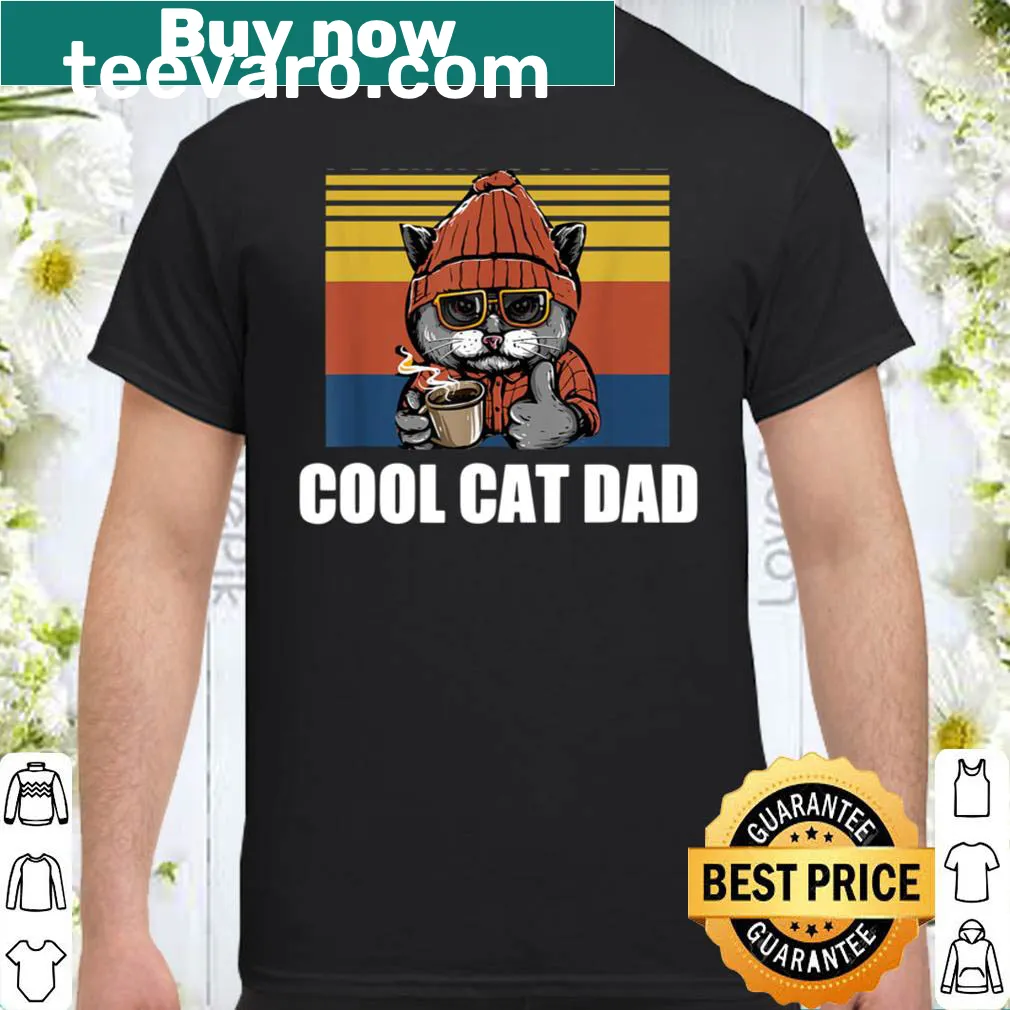 Vintage style Cat Dad shirt with playful text and graphics