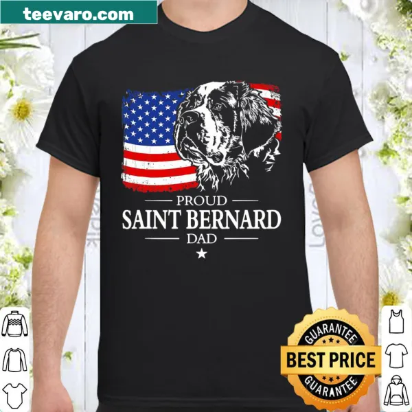 Patriotic shirt for Saint Bernard dads with American flag design