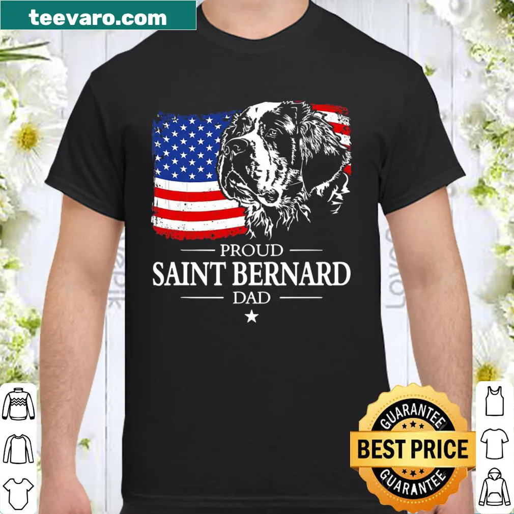 Patriotic shirt for Saint Bernard dads with American flag design