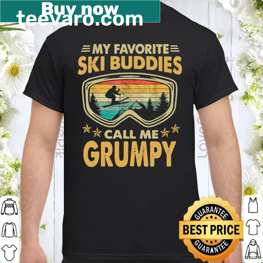 Humorous skiing shirt with 'GRUMPY' text for ski enthusiasts.