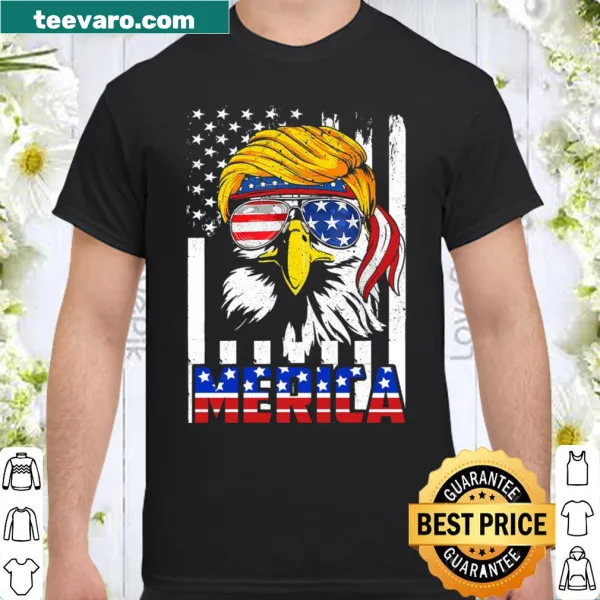 Patriotic shirt featuring a bald eagle with sunglasses for Fourth of July
