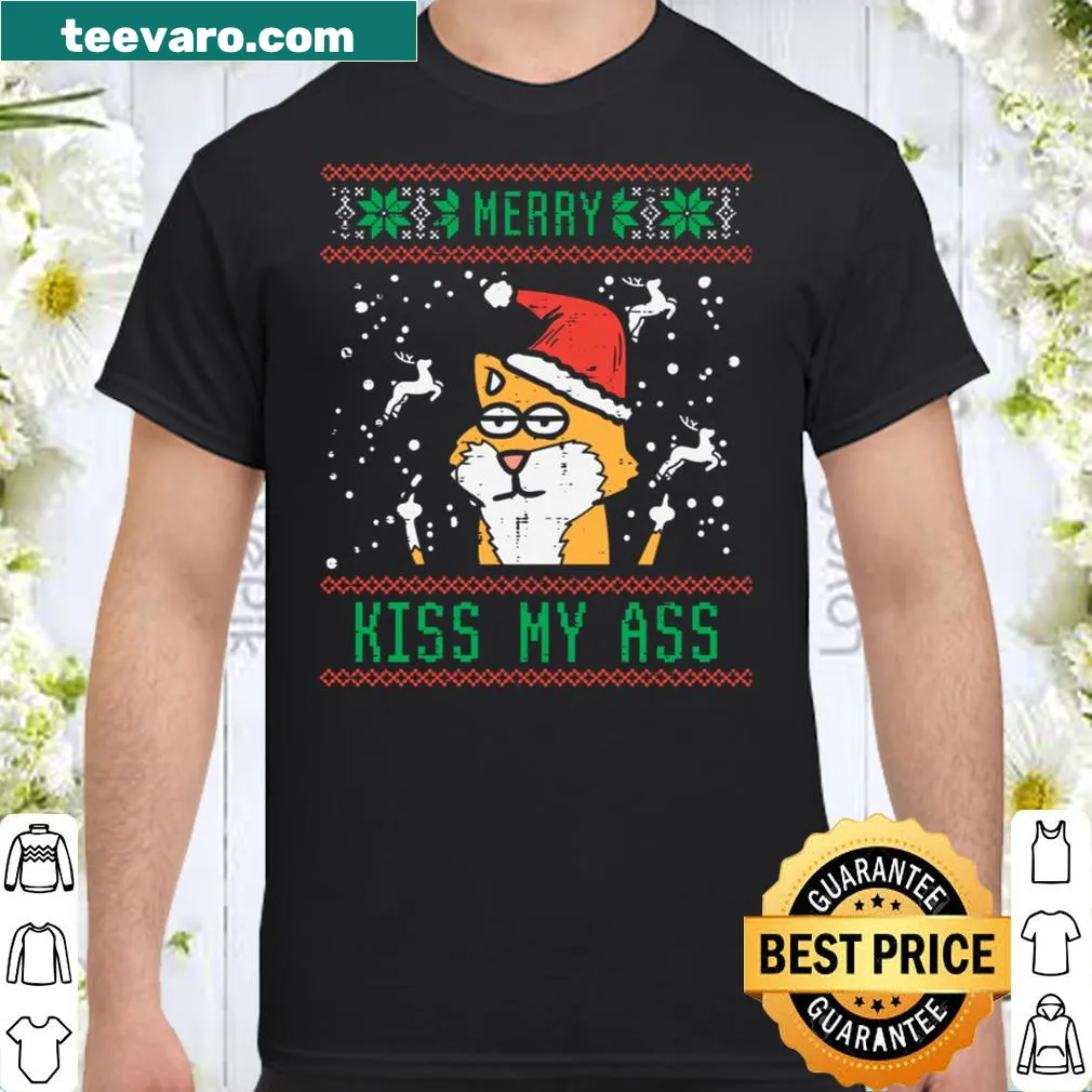 Shiba Inu dressed as Santa with funny text for Christmas