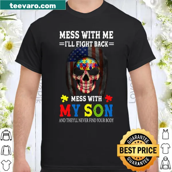 Bold typography shirt with the phrase about defending a son