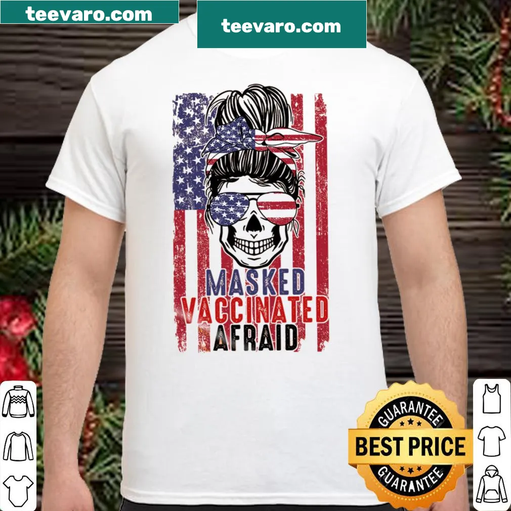 Fun Fourth of July shirt featuring a skull with a messy bun and mask.