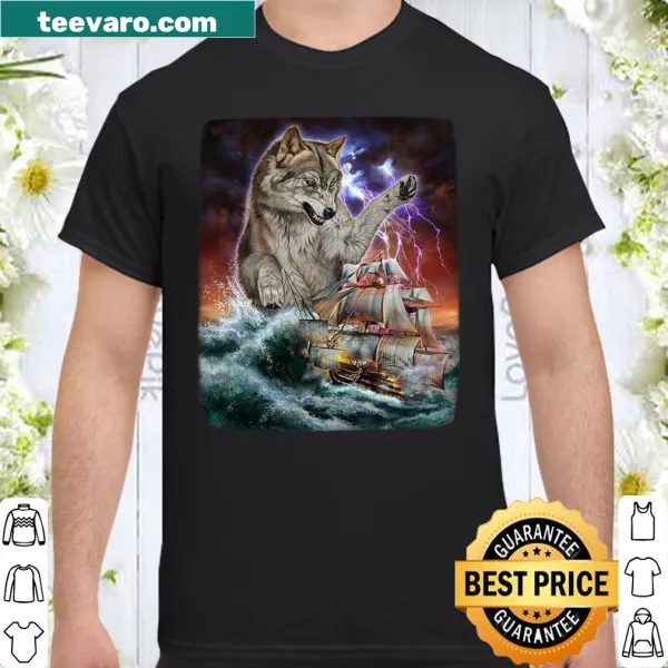 Dynamic graphic of a wolf ambushing a Navy ship in the ocean