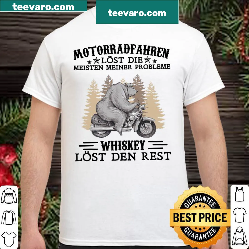 Funny motorcycle-themed shirt with text about whiskey