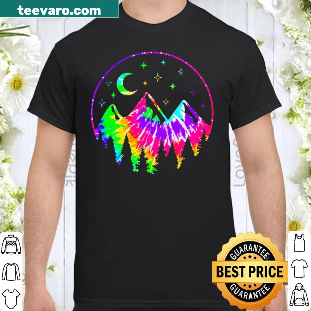 Artistic tie dye shirt with a mountain range design