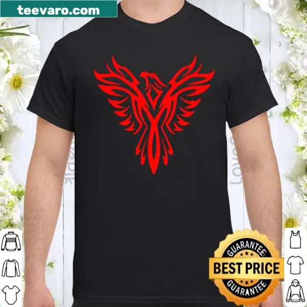 Shirt with a mythical phoenix bird logo representing rebirth