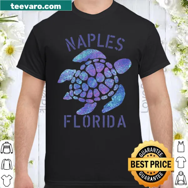 Beach-themed shirt featuring a tribal turtle design from Naples, Florida.