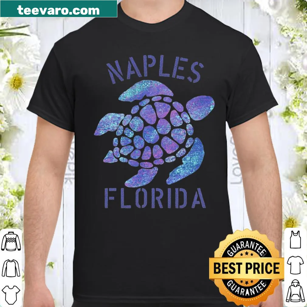 Beach-themed shirt featuring a tribal turtle design from Naples, Florida.