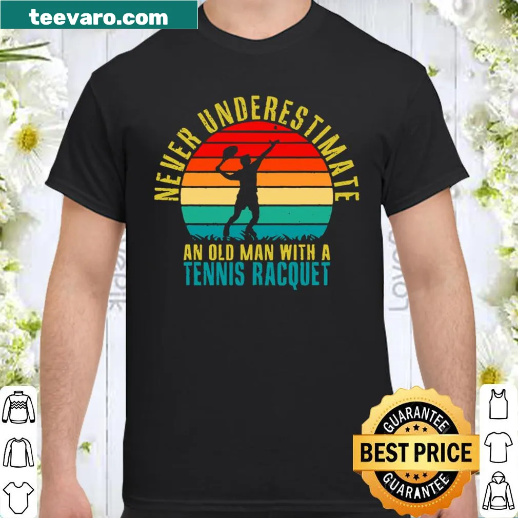 Retro shirt with tennis racquet and humorous text