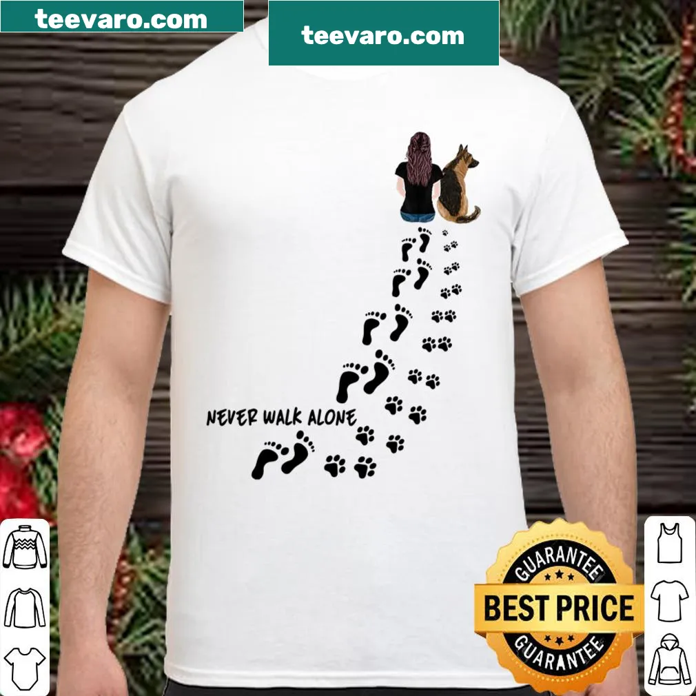 Inspirational Never Walk Alone shirt with bold typography