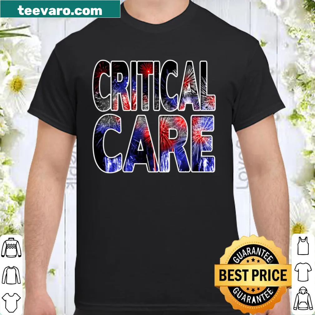 Patriotic nurse shirt with fireworks design for July 4th.