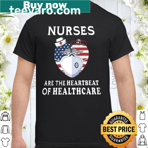 Heart and stethoscope graphic on nurse t-shirt