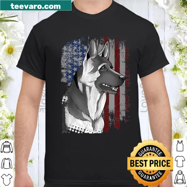 German Shepherd design with American flag for patriotic dog lovers