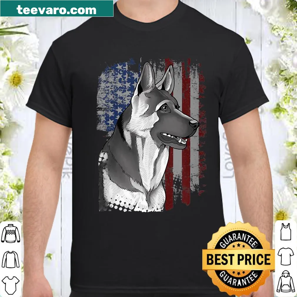 German Shepherd design with American flag for patriotic dog lovers