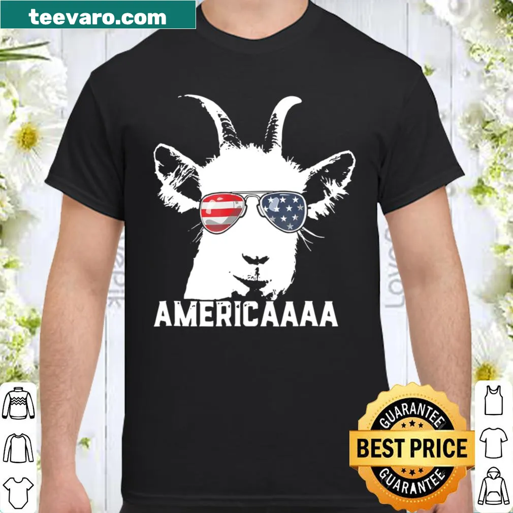 Funny Fourth of July shirt with cartoon goat
