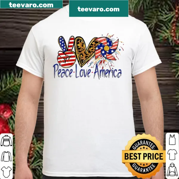 Shirt featuring 'Peace Love America' in a patriotic design