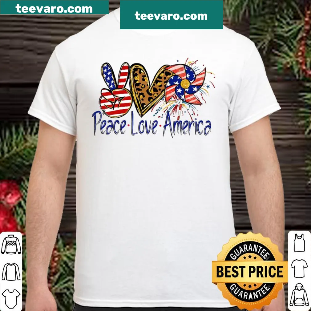 Shirt featuring 'Peace Love America' in a patriotic design