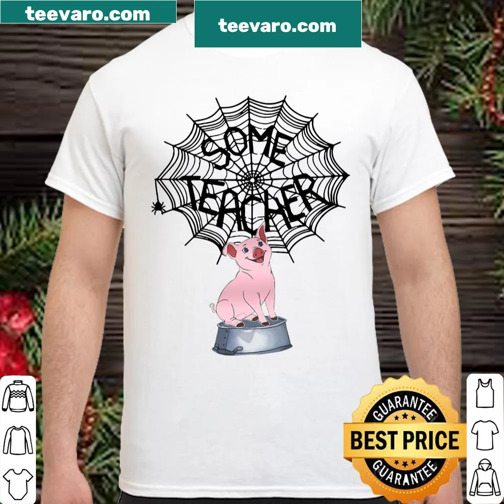 Teacher-themed shirt featuring a whimsical pig graphic