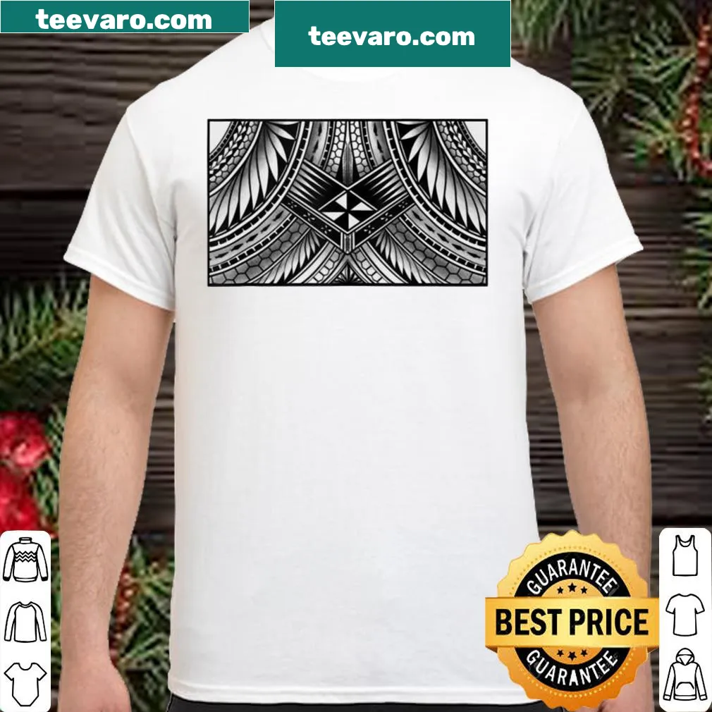 Polynesian tribal geometric shirt with intricate patterns