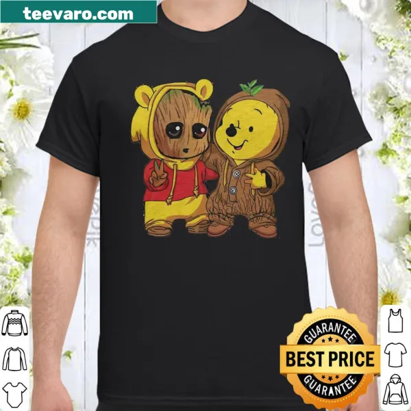 Winnie the Pooh and Groot illustration shirt