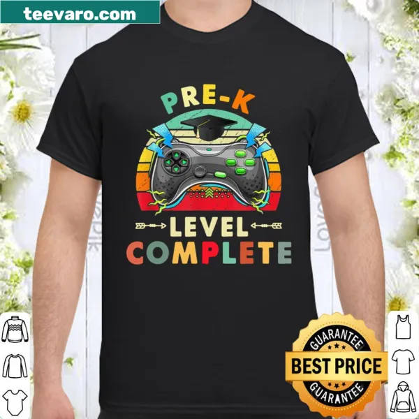 Shirt celebrating PreK graduation with the phrase 'Level Complete'.