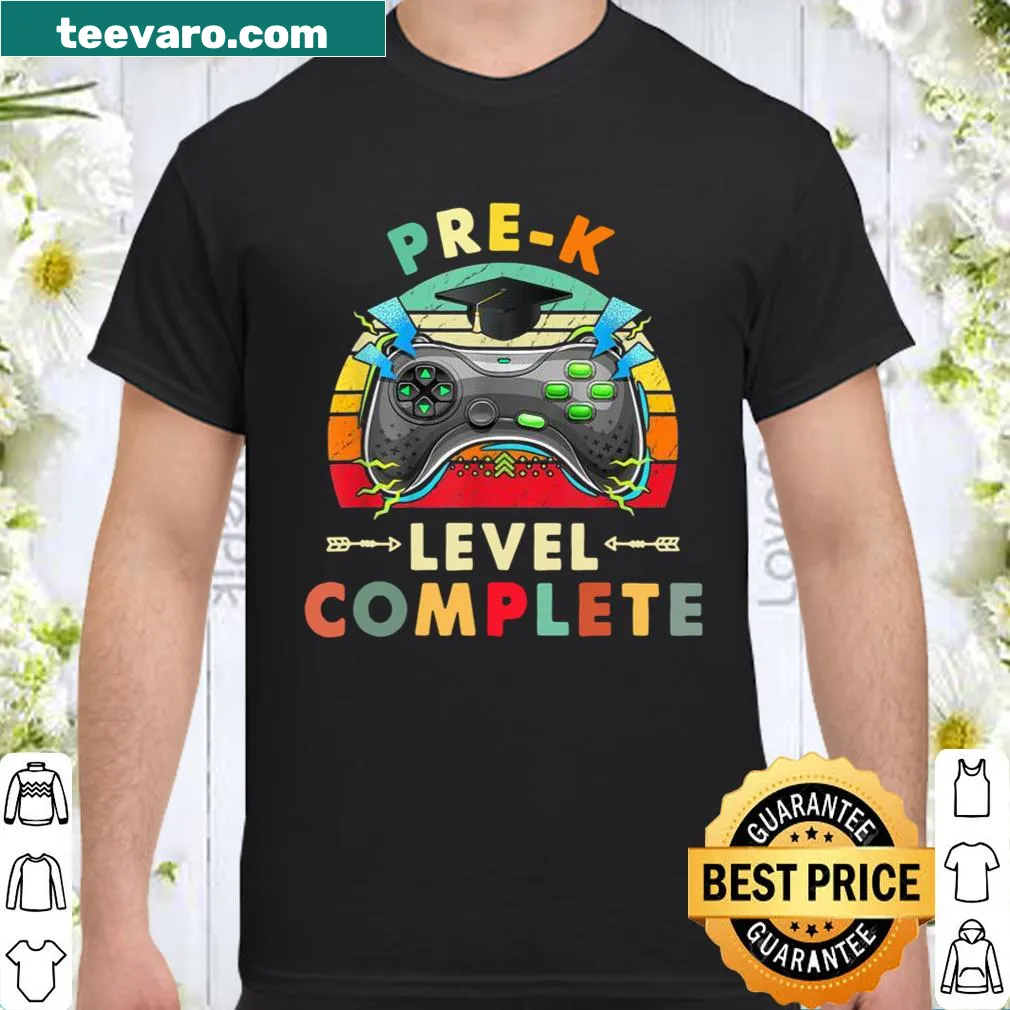 Shirt celebrating PreK graduation with the phrase 'Level Complete'.