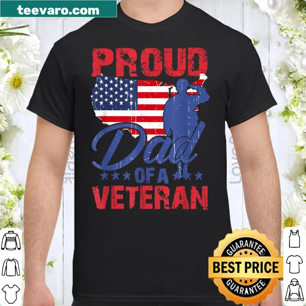 Proud dad typography graphic t-shirt for veteran fathers.