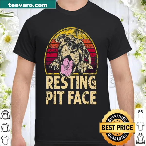 Shirt with humorous 'Resting Pit Face' graphic featuring a dog