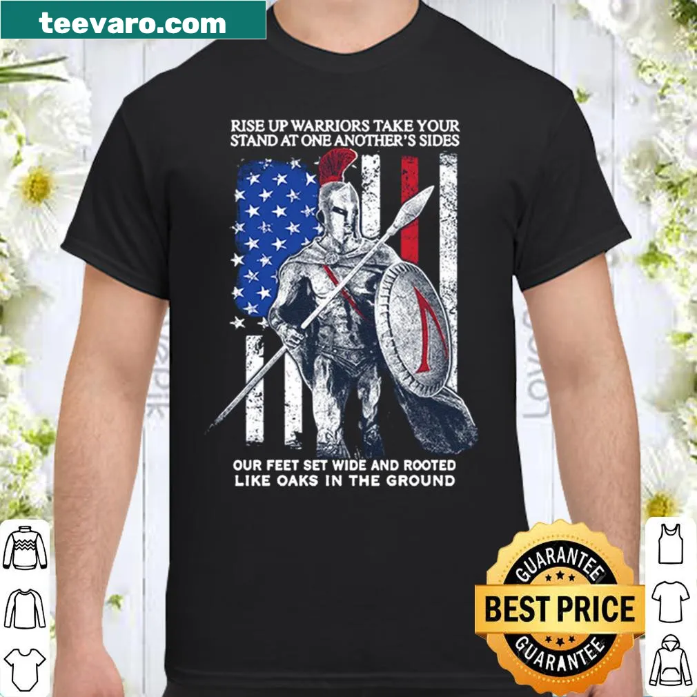 Empowering 'Rise Up Warriors' text printed on a motivational shirt