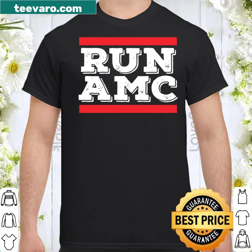 Run AMC shirt with dynamic graphic and playful text