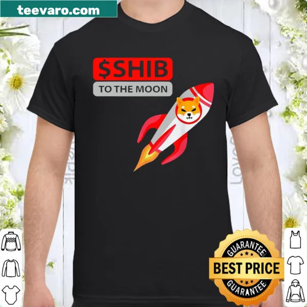 Crypto-themed shirt with '$SHIB to the Moon' slogan