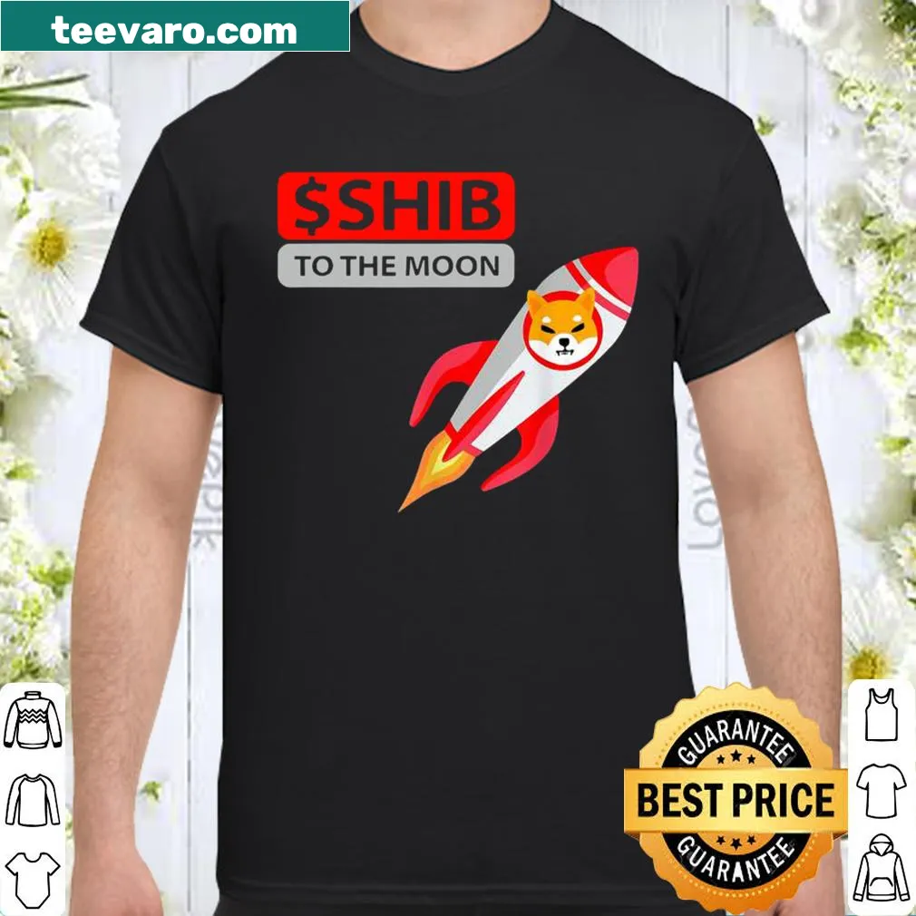 Crypto-themed shirt with '$SHIB to the Moon' slogan