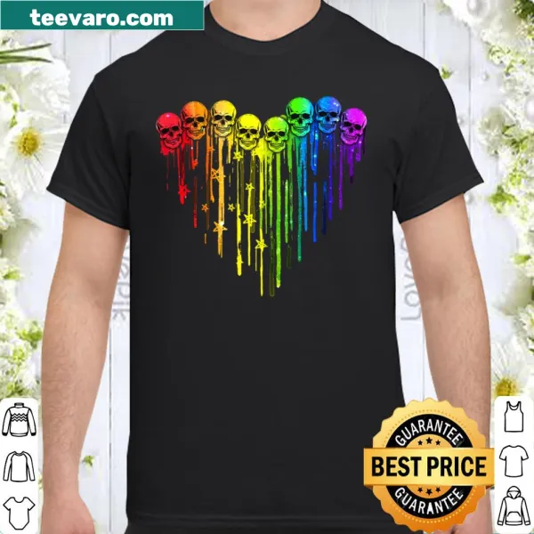 Skull design over LGBT flag graphic shirt
