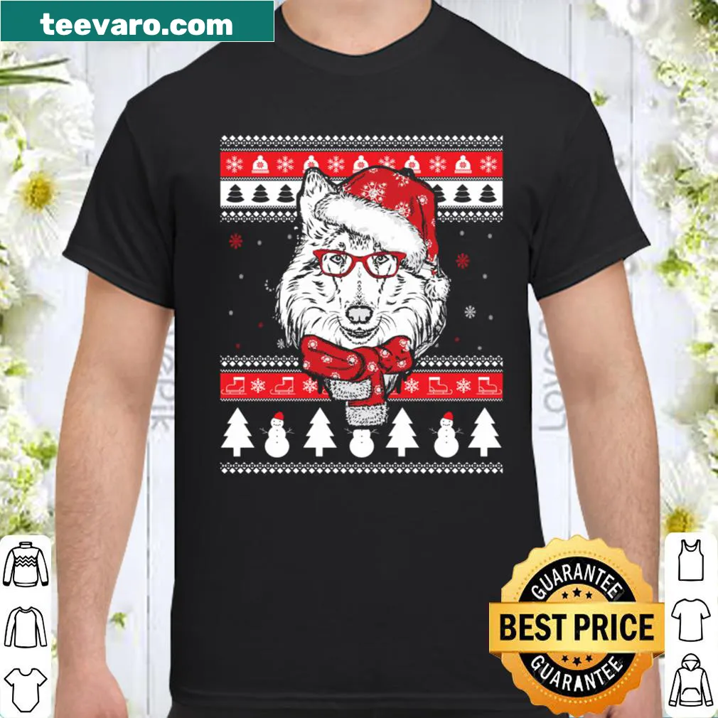 Funny Christmas shirt featuring a Shetland Sheepdog cartoon