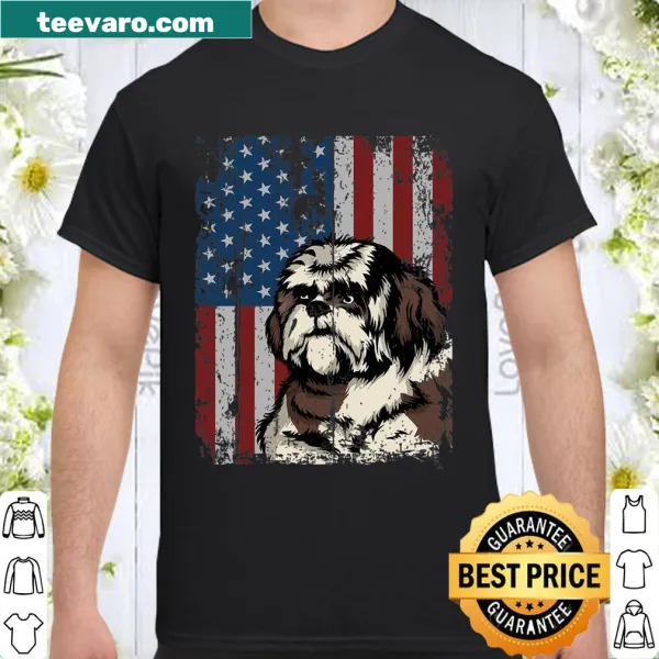 Shirt featuring a Shih Tzu with the American flag illustration