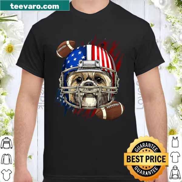 Shih Tzu shirt for dog lovers with USA flag and football theme
