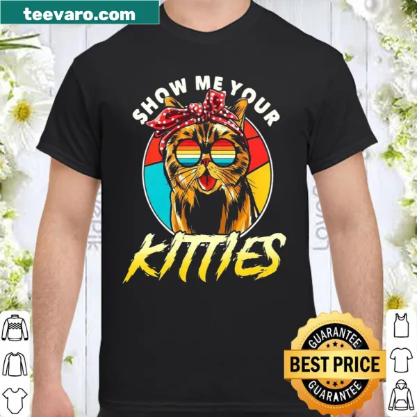 Adorable shirt featuring a playful graphic of various cats