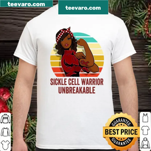 Inspirational t-shirt with 'Unbreakable' text for sickle cell awareness